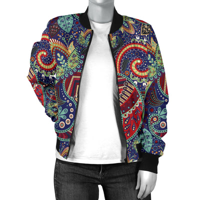 Paisley Boho Pattern Print Design A03 Women's Bomber Jacket