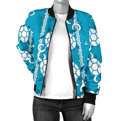 Hawaiian Themed Pattern Print Design H025 Women Bomber Jacket
