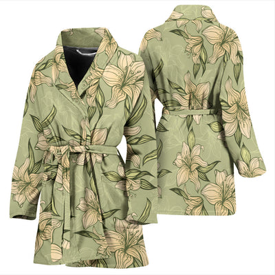 Lily Pattern Print Design LY06 Women Bathrobe