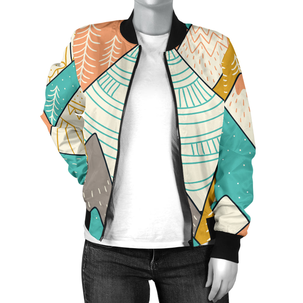 Mountain Pattern Print Design 02 Women's Bomber Jacket