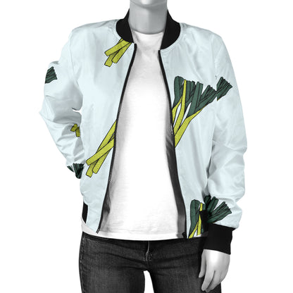 Leek Pattern Print Design 03 Women's Bomber Jacket