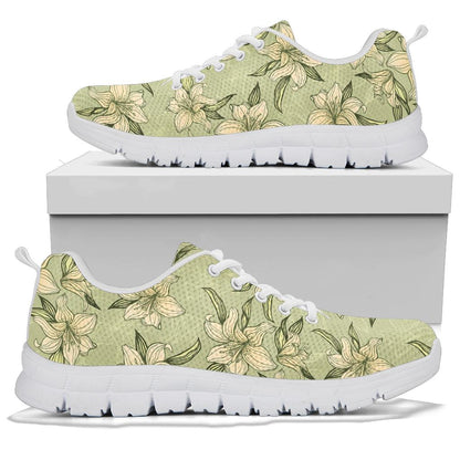 Lily Pattern Print Design LY06 Sneakers White Bottom Shoes
