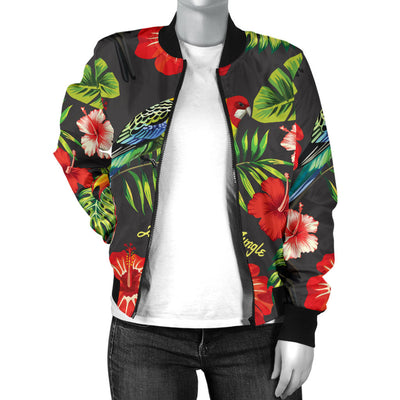 Tropical Flower Pattern Print Design TF04 Women Bomber Jacket