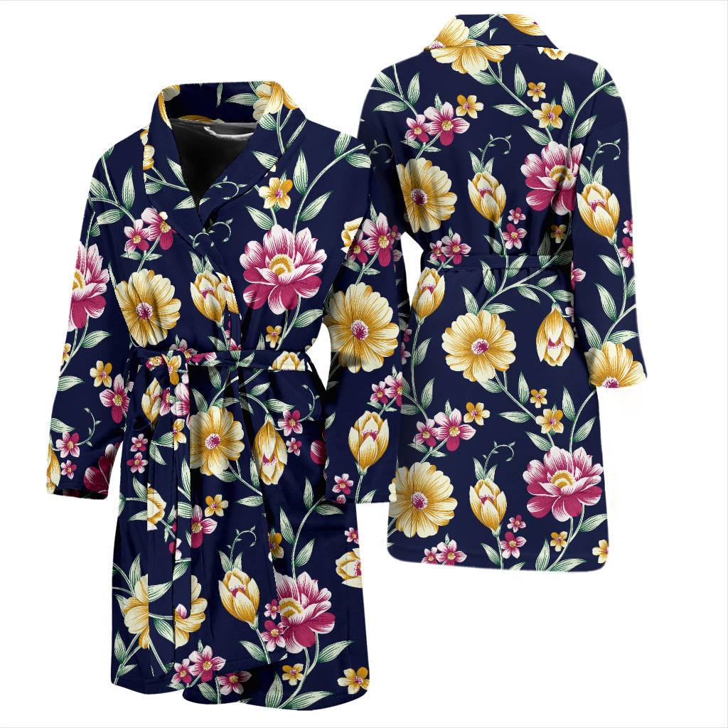 Gerberas Pattern Print Design GB03 Men Bathrobe