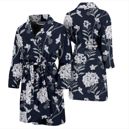 Hydrangea Pattern Print Design HD07 Men Bathrobe
