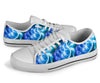 Blue Neon Sea Turtle Print White Bottom Low Top Shoes