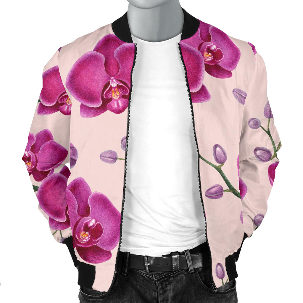 Orchid Purple Pattern Print Design OR04 Men Bomber Jacket