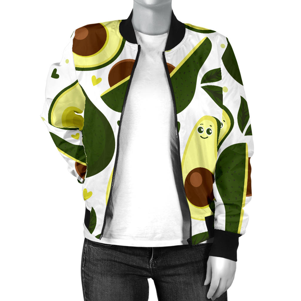 Avocado Pattern Print Design AC06 Women Bomber Jacket