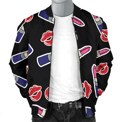 Lipstick Pattern Print Design LT01 Men Bomber Jacket