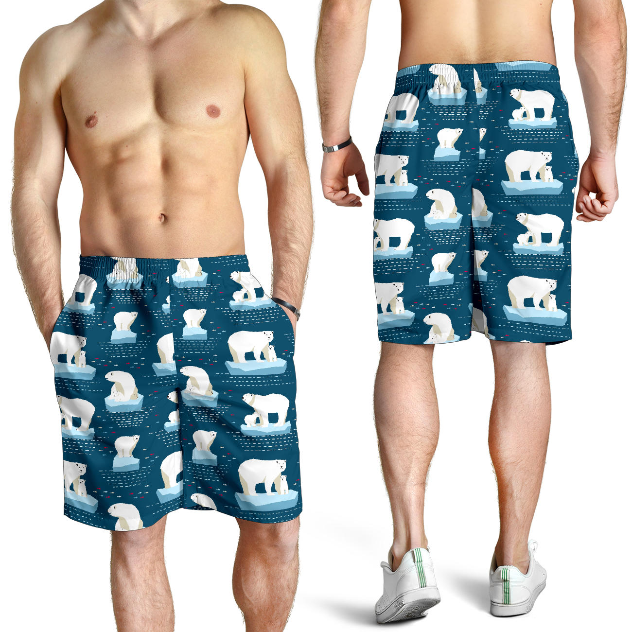 Polar Bear Pattern Print Design PB02 Mens Shorts