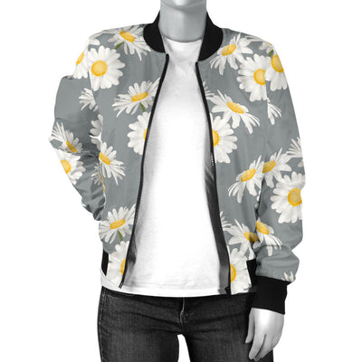 Daisy Pattern Print Design DS09 Women Bomber Jacket