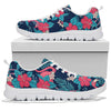 Flamingo Red Hibiscus Pattern Sneakers White Bottom Shoes