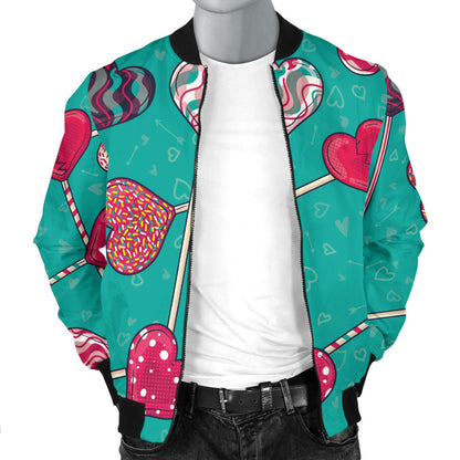 Lollipop Pattern Print Design LL01 Men Bomber Jacket