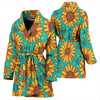 Sunflower Pattern Print Design SF013 Women Bathrobe