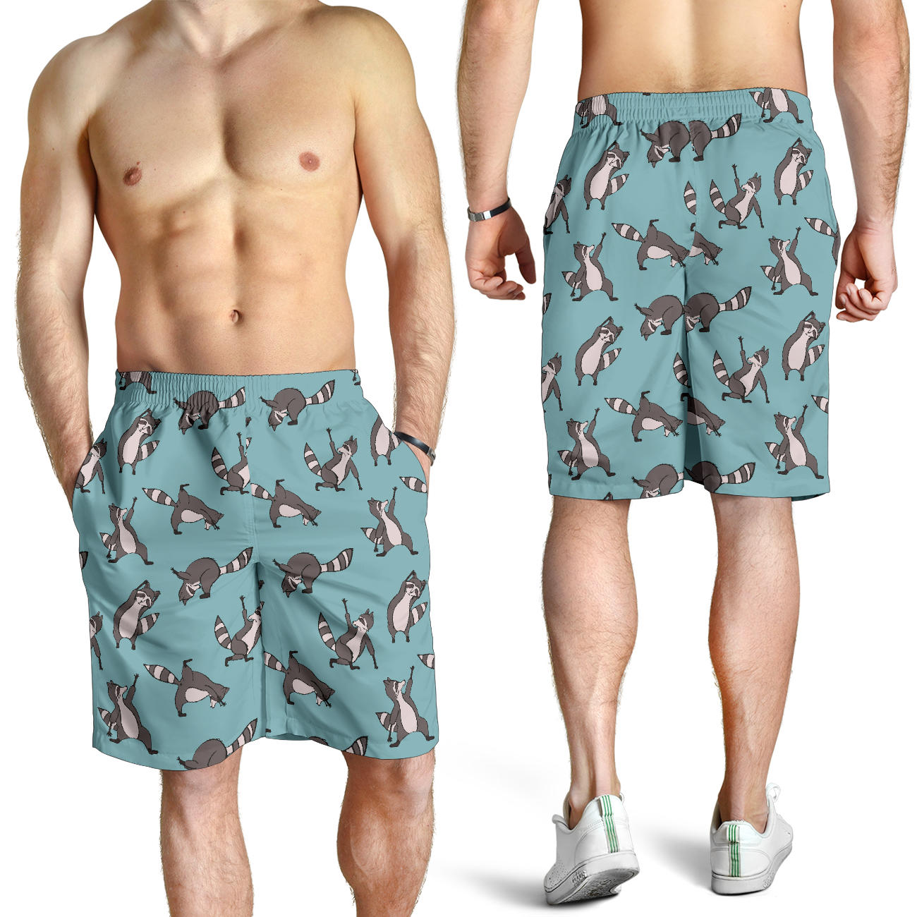 Raccoon Pattern Print Design A07 Mens Shorts
