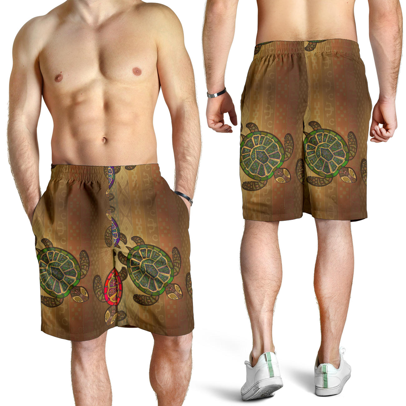 Sea Turtle Tribal Colorful Mens Shorts