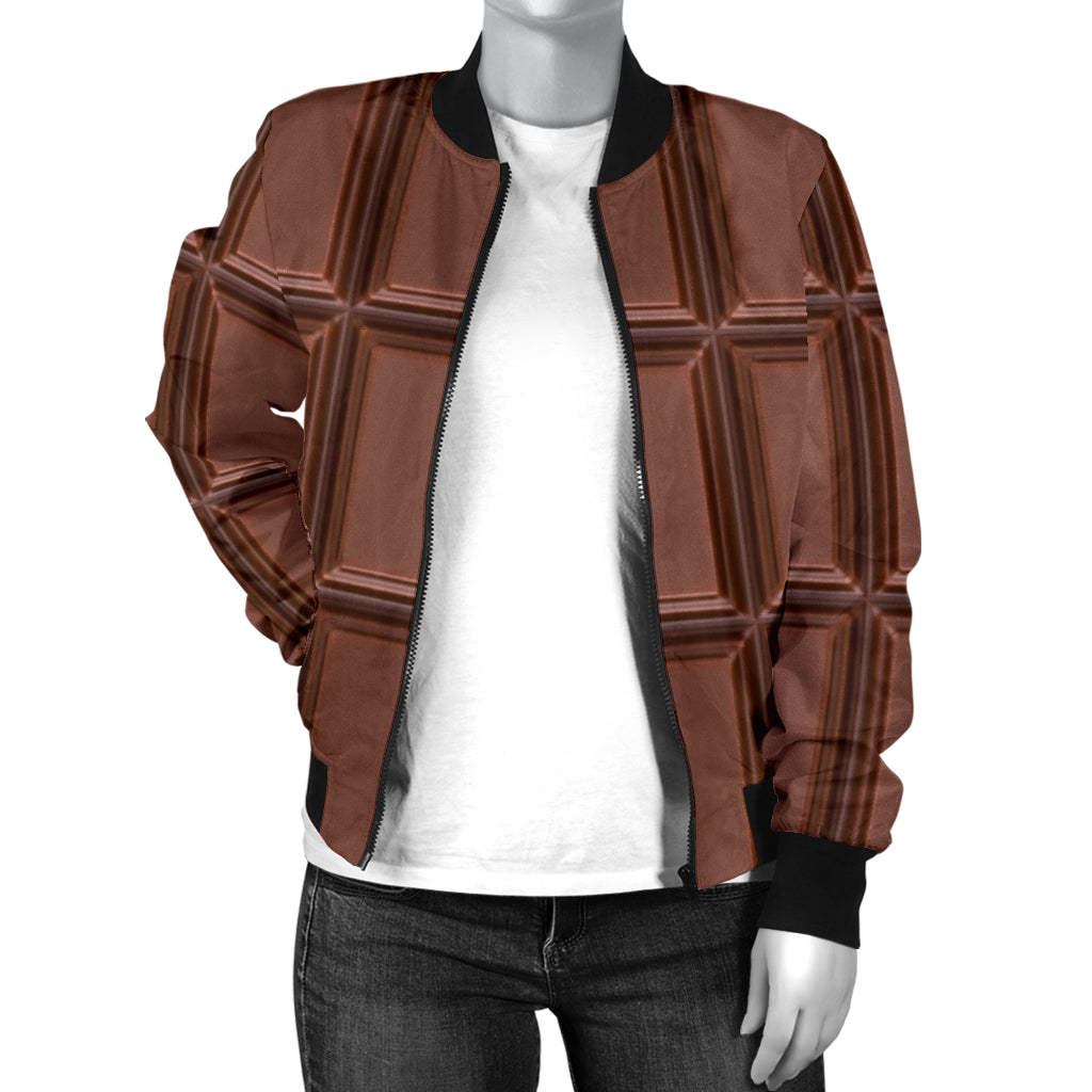 Chocolate Pattern Print Design 03 Women's Bomber Jacket