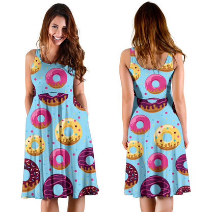 Donut Pattern Print Design DN07 Midi Dress