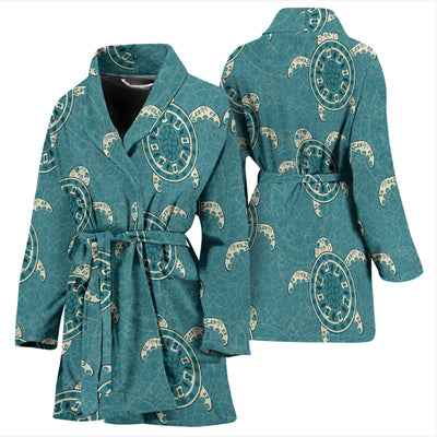 Sea Turtle Pattern Print Design T02 Women Bathrobe