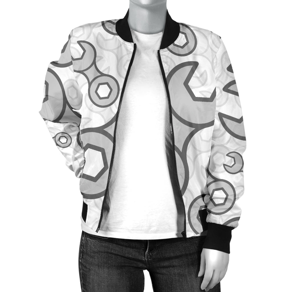 Mechanic Pattern Print Design 05 Women's Bomber Jacket
