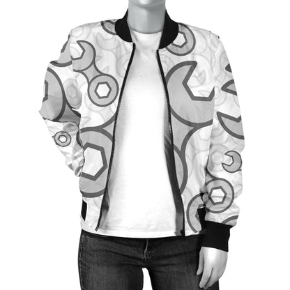 Mechanic Pattern Print Design 05 Women's Bomber Jacket