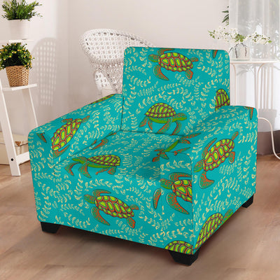 Sea Turtle Pattern Print Design T010 Armchair Slipcover