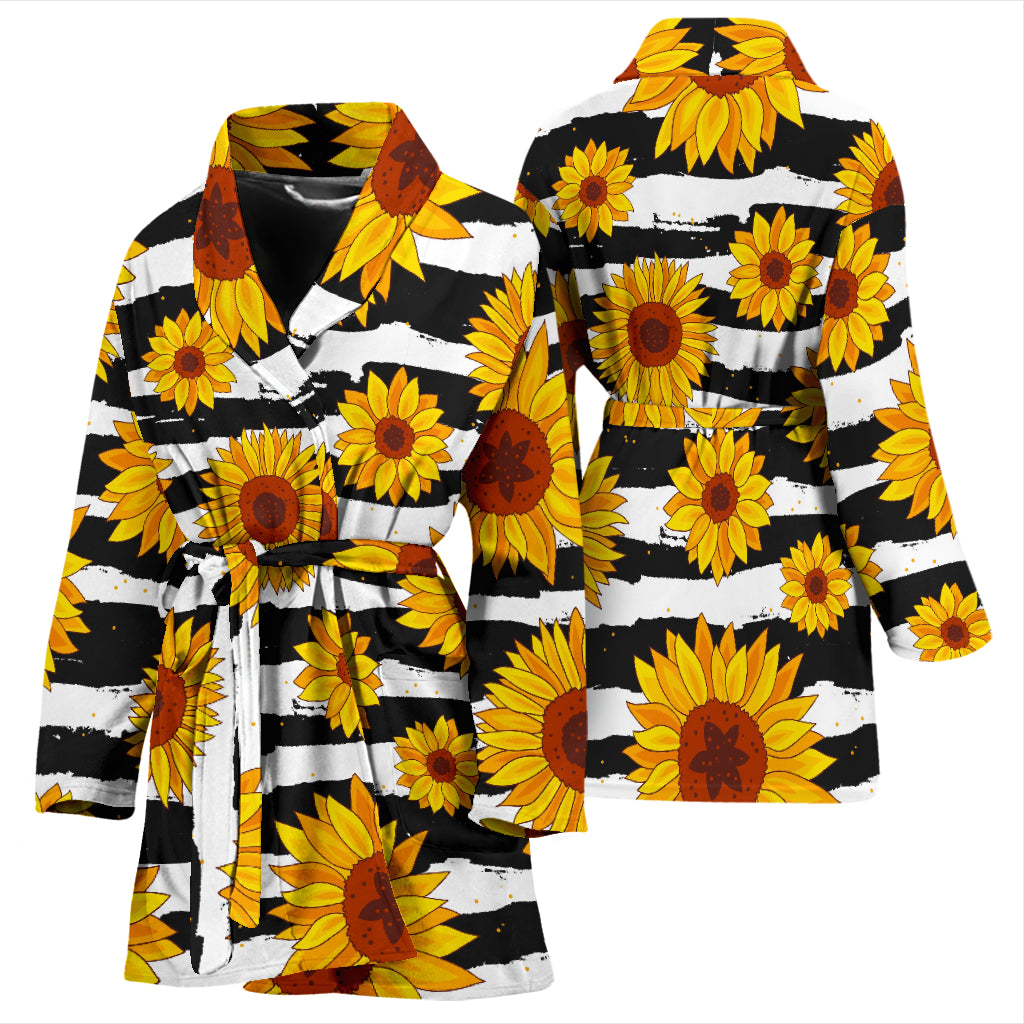 Sunflower Pattern Print Design SF010 Women Bathrobe