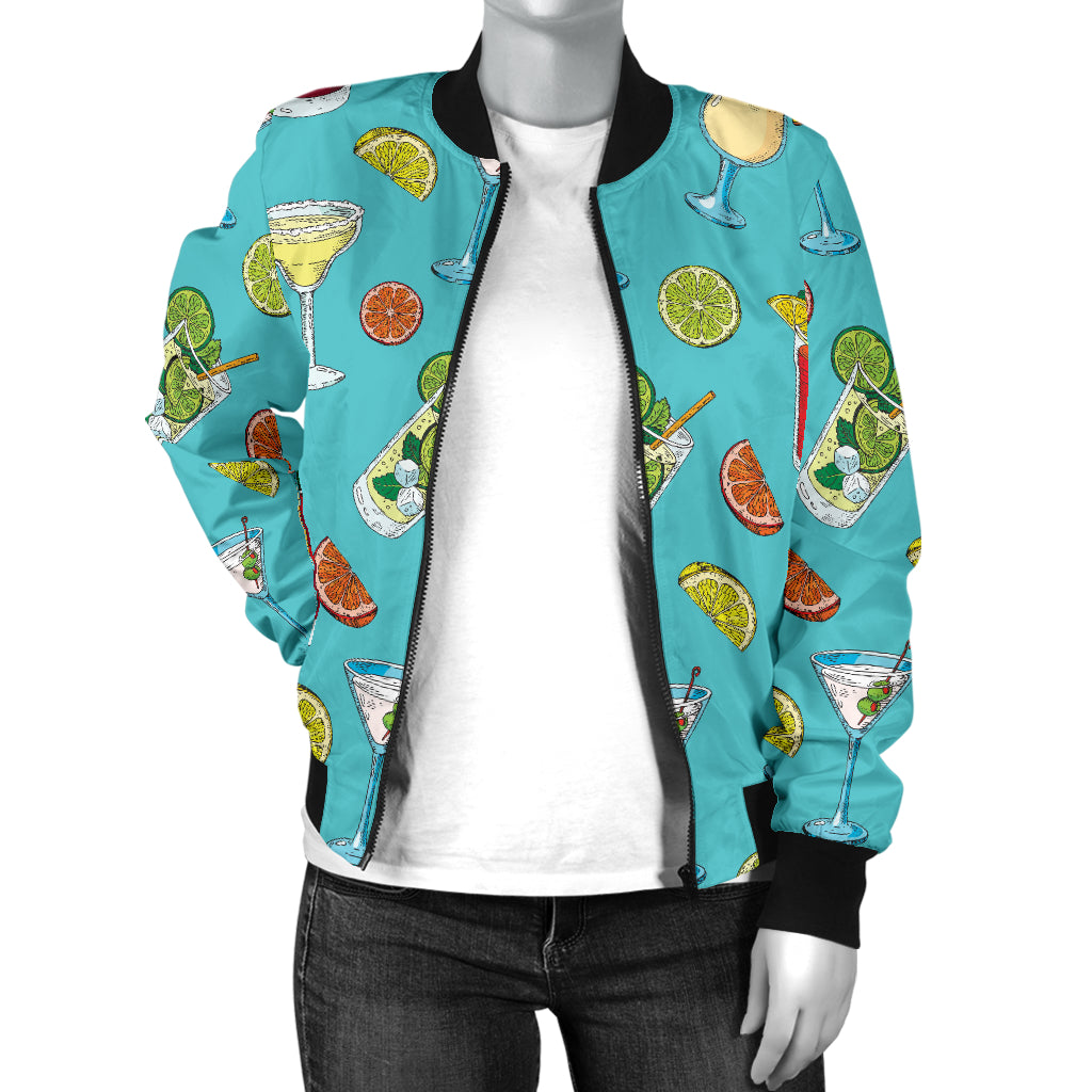 Cocktail Pattern Print Design 05 Women's Bomber Jacket