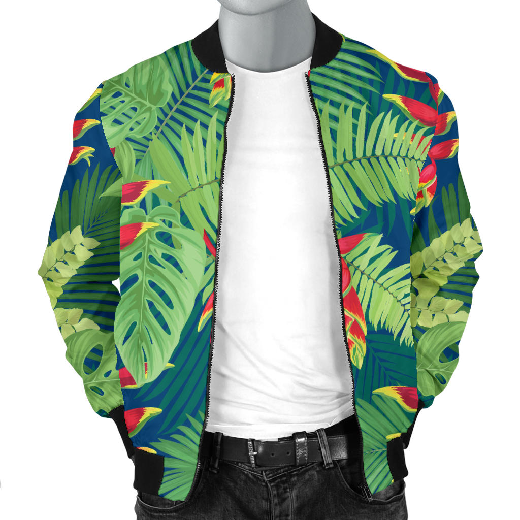 Heliconia Pattern Print Design HL08 Men Bomber Jacket