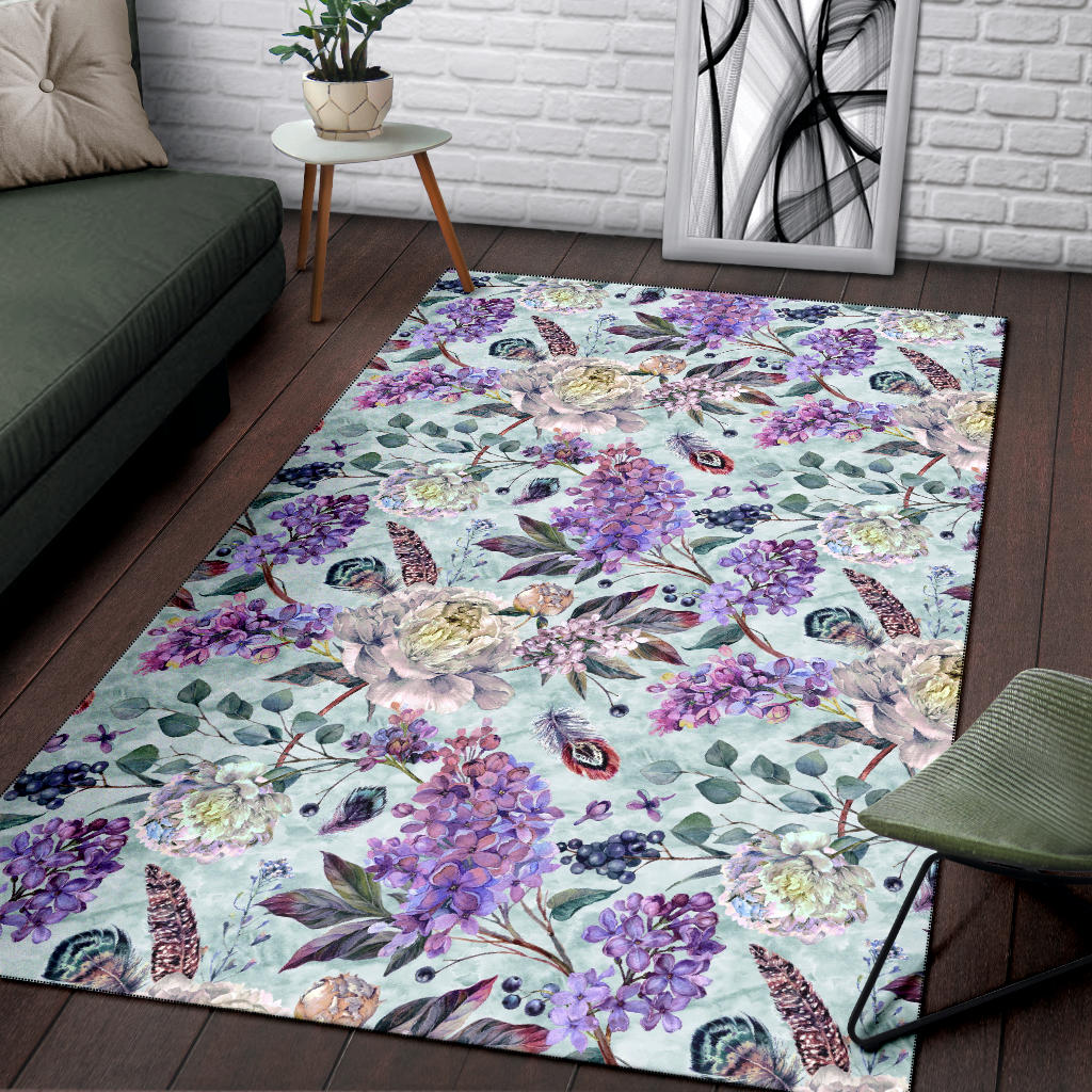 Lilac Pattern Print Design LI06 Area Rugs