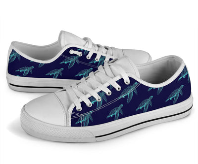 Sea Turtle Pattern Print Design T04 White Bottom Low Top Shoes