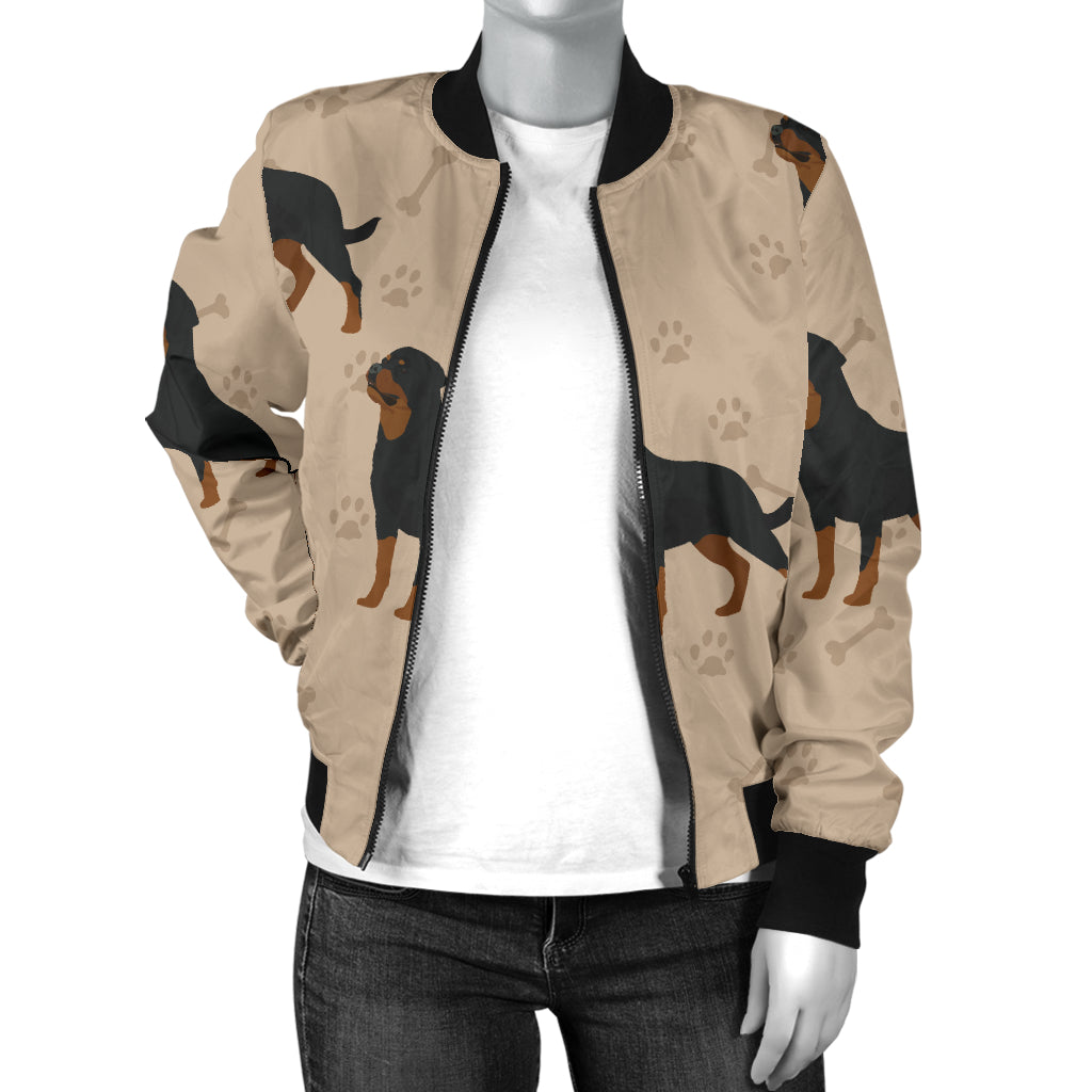 Rottweiler Pattern Print Design A01 Women's Bomber Jacket