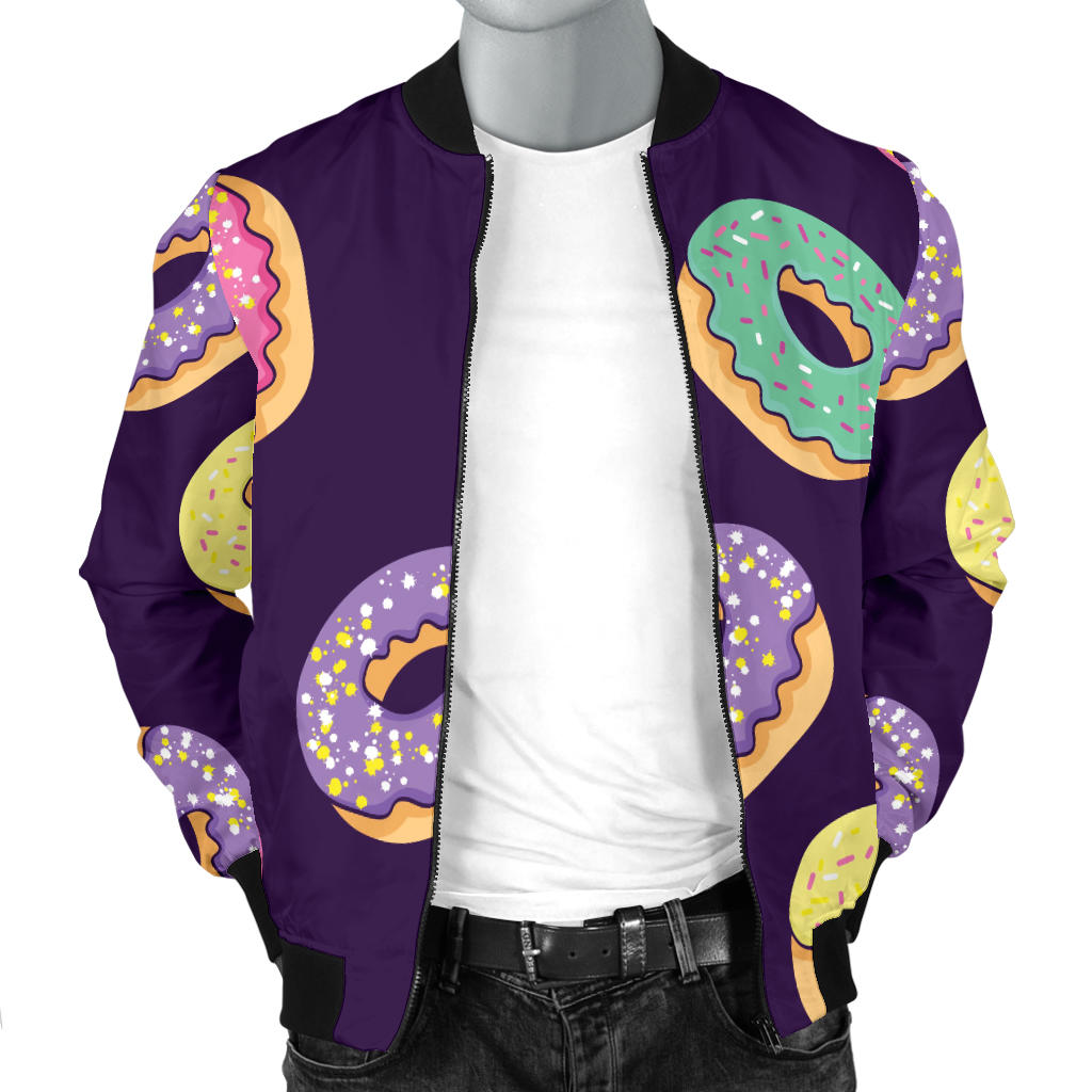 Donut Pattern Print Design DN08 Men Bomber Jacket