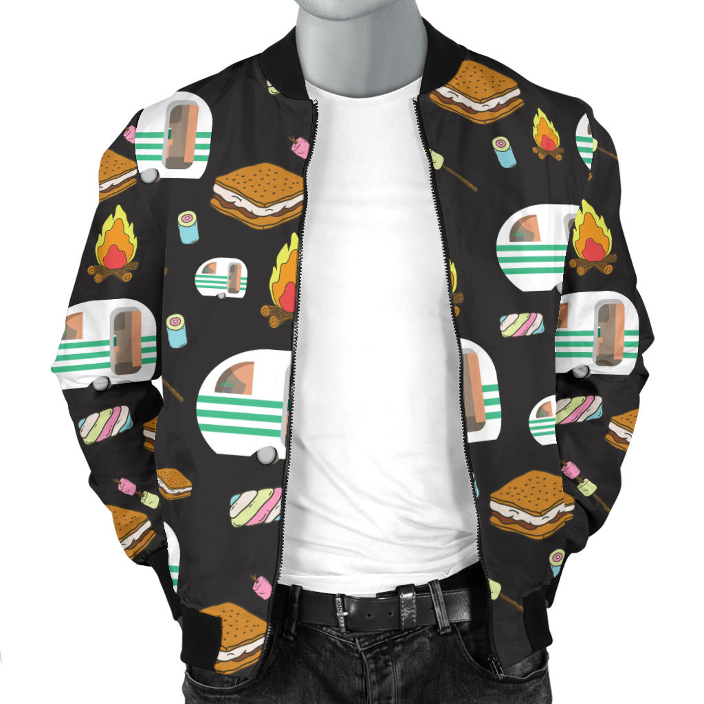 Camper marshmallow Camping Design Print Men Bomber Jacket