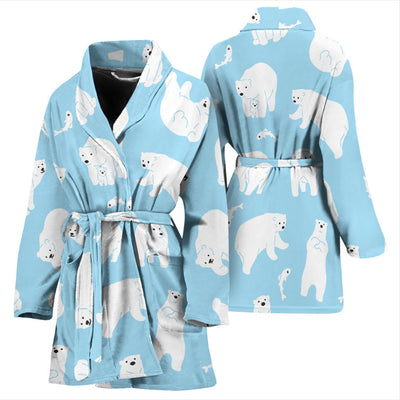 Polar Bear Pattern Print Design PB01 Women Bathrobe