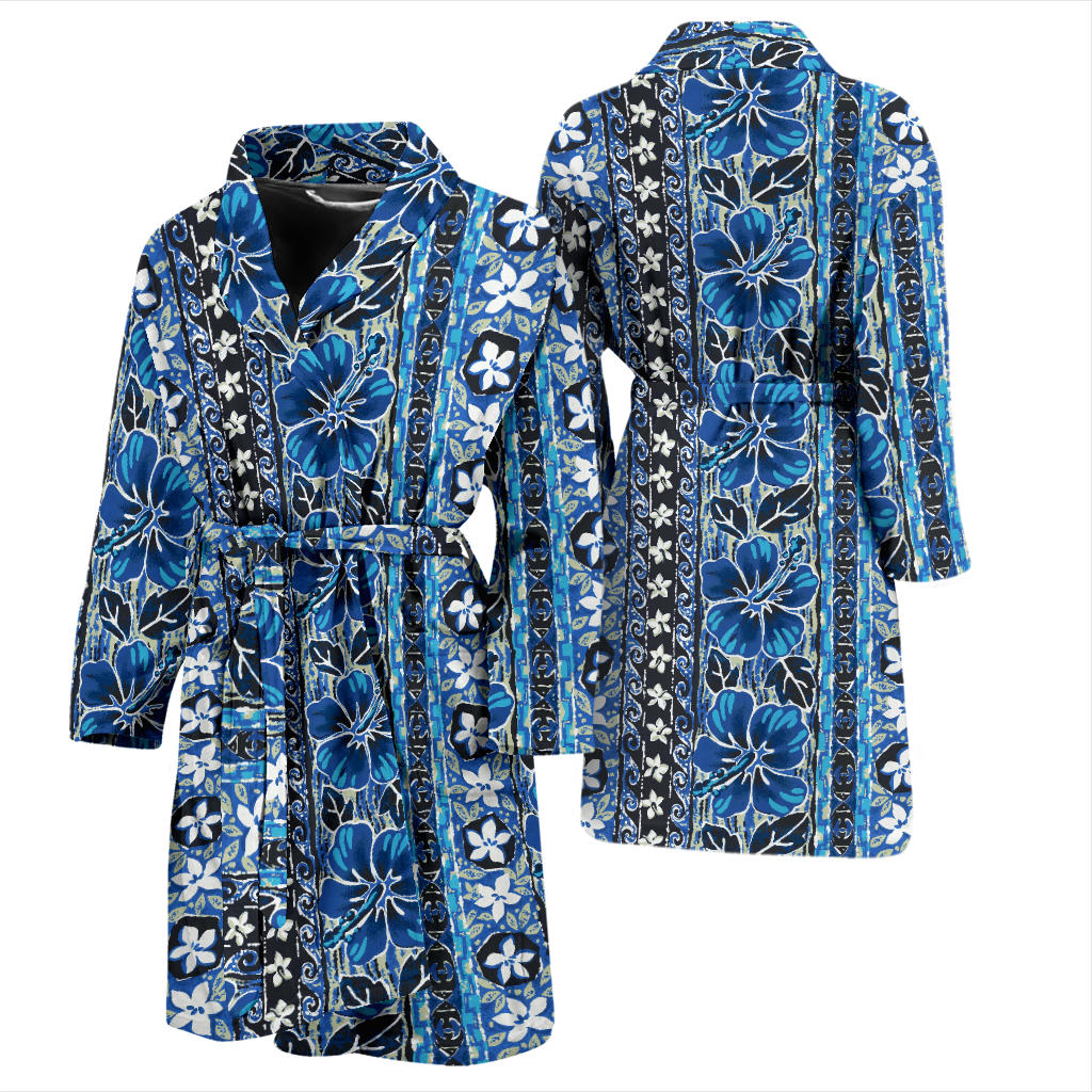 Hawaiian Themed Pattern Print Design H012 Men Bathrobe