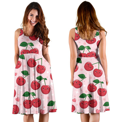 Cherry Pattern Print Design CH02 Midi Dress