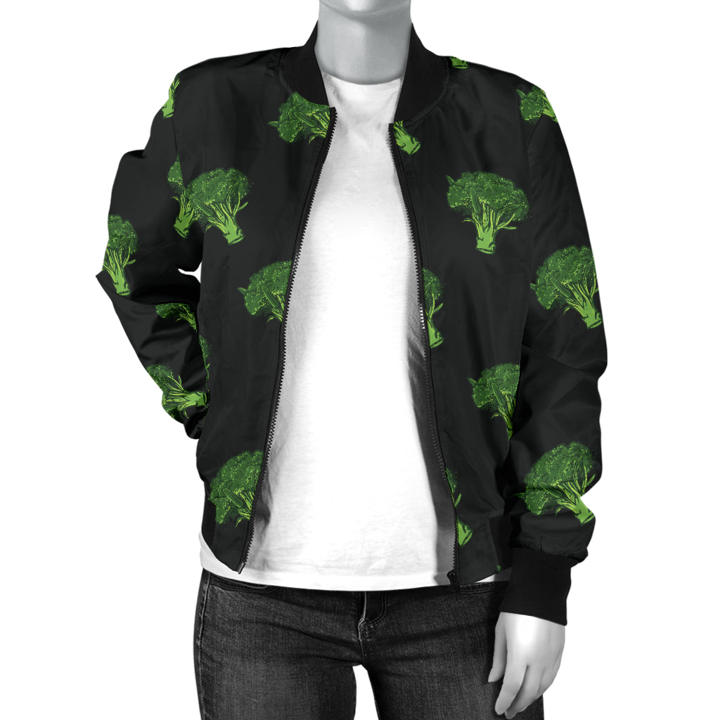 Broccoli Pattern Print Design 04 Women's Bomber Jacket