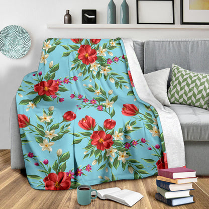 Summer Floral Pattern Print Design SF011 Fleece Blanket