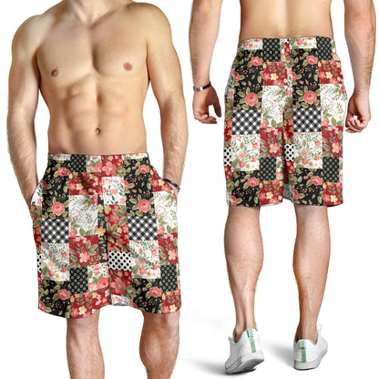 Patchwork Flower Pattern Print Design 03 Mens Shorts