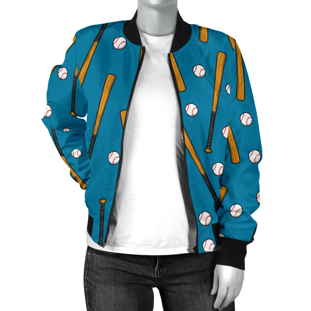 Baseball Pattern Print Design 01 Women's Bomber Jacket