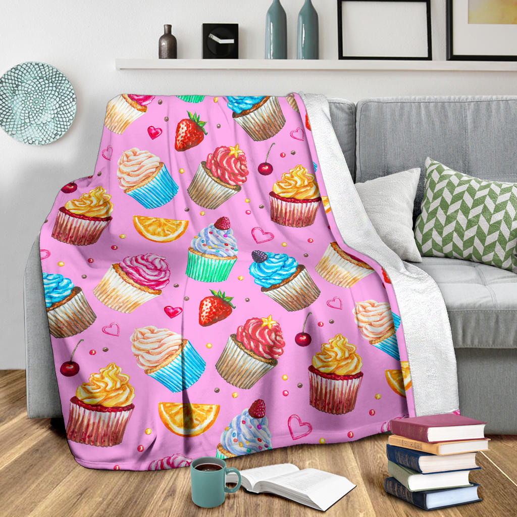 Cupcake Pattern Print Design CP05 Fleece Blanket