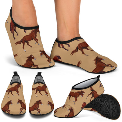 Brown Horse Print Pattern Aqua Water Shoes