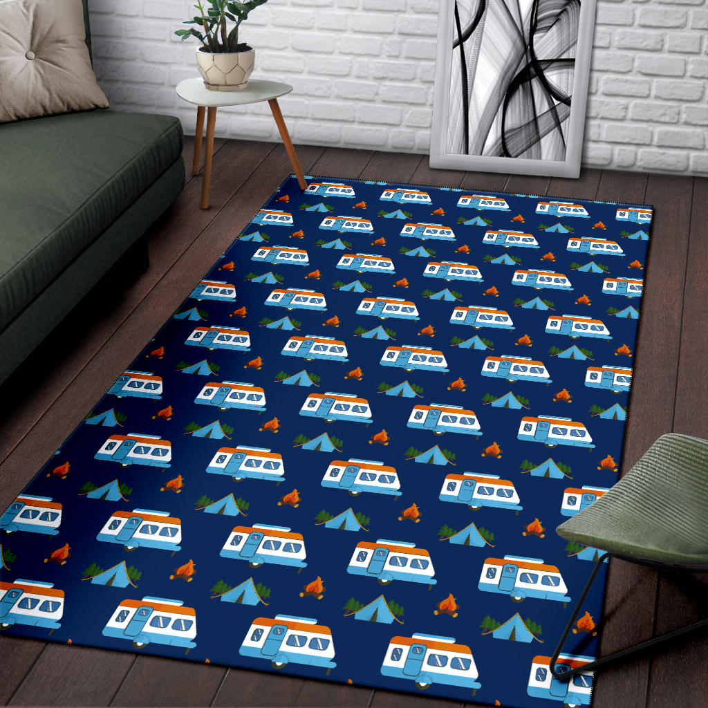 Camper Pattern Camping Themed No 3 Print Area Rugs