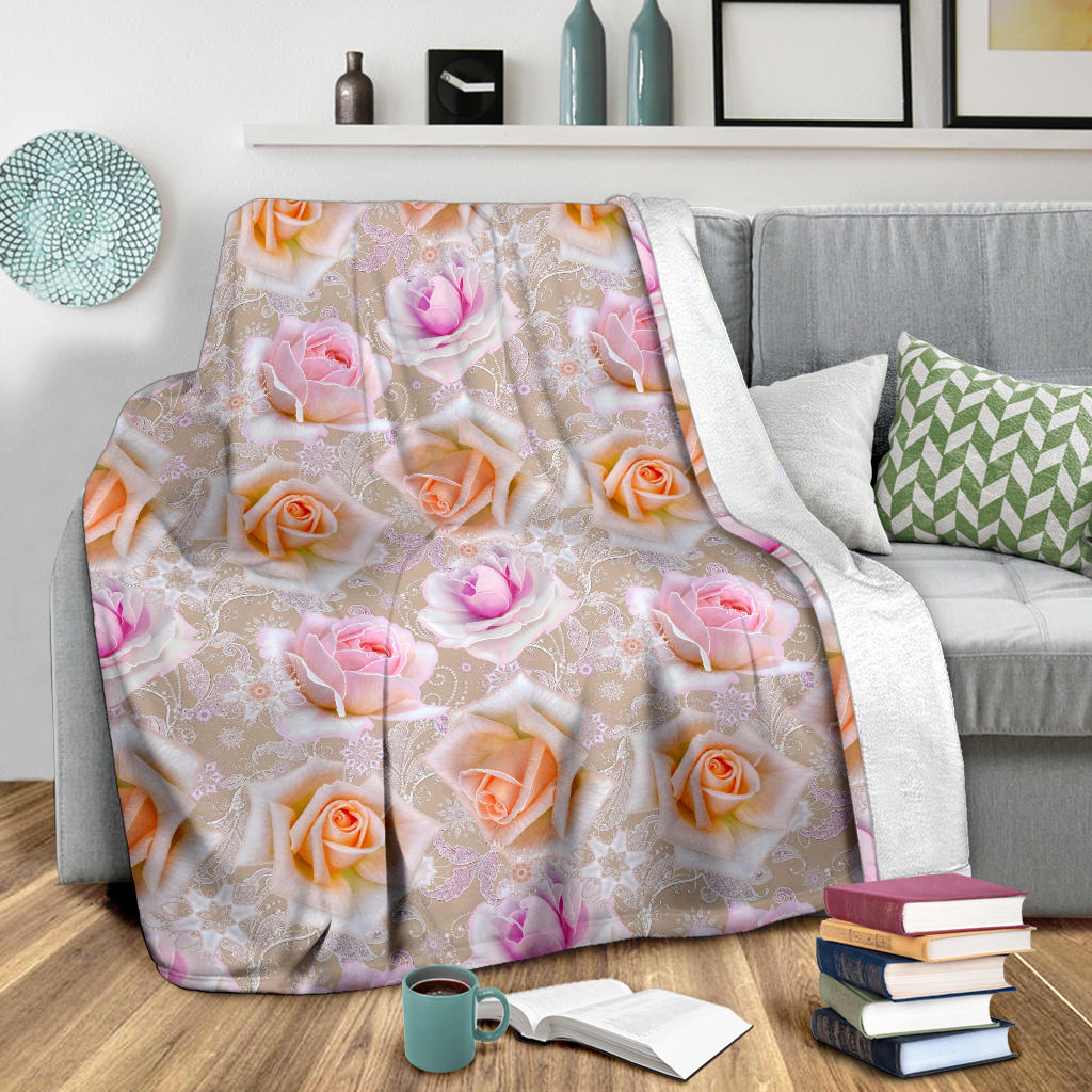 Rose Pattern Print Design RO011 Fleece Blanket