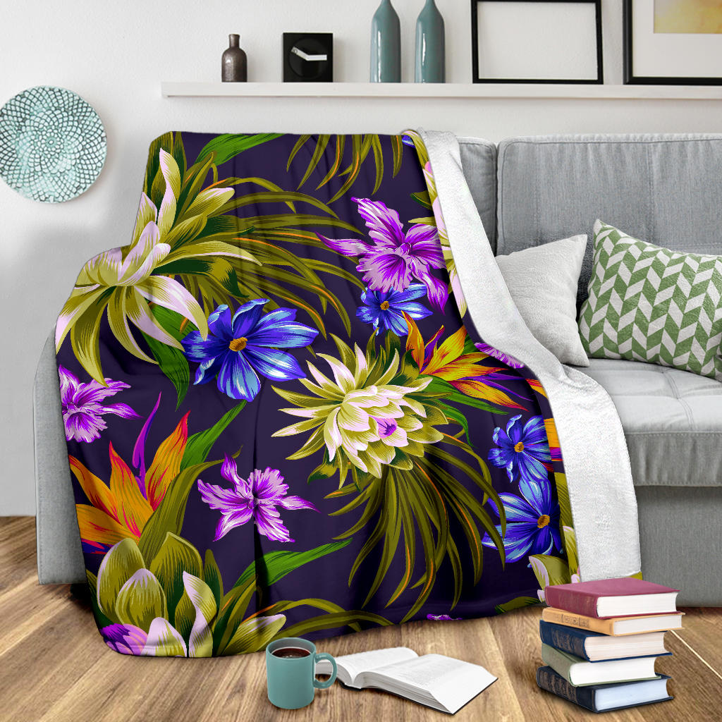 Water Lily Pattern Print Design WL08 Fleece Blanket