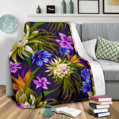 Water Lily Pattern Print Design WL08 Fleece Blanket