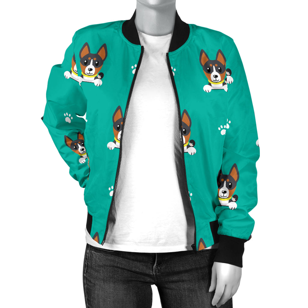 Basenji Pattern Print Design 03 Women's Bomber Jacket