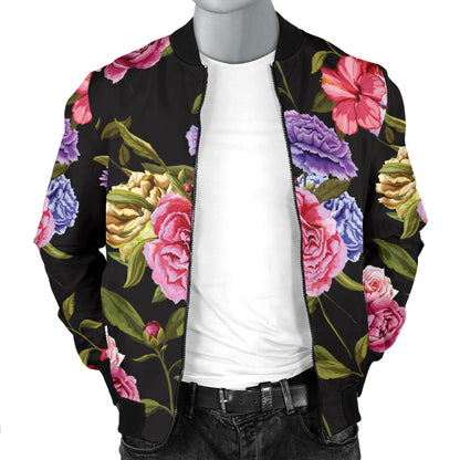 Carnations Pattern Print Design CN05 Men Bomber Jacket