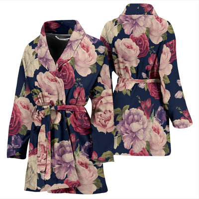 Peony Pattern Print Design PE03 Women Bathrobe